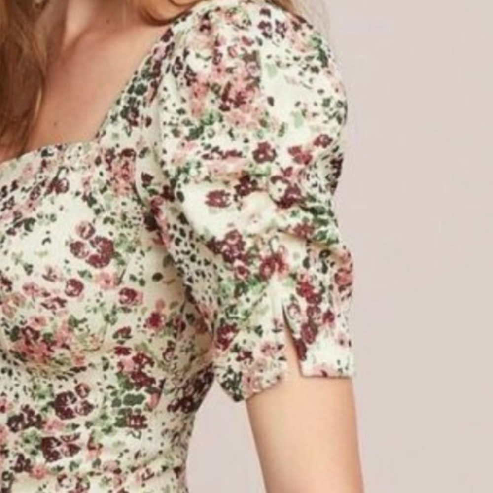 Anthropologie Floral Blouse - Pink and Green - Picture 4 of 12